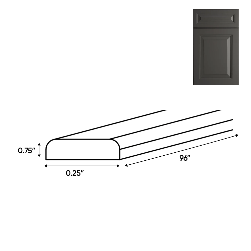 Belmont Grey - Batten Molding - 96"W x 0.75"H x 0.25"D - Pre Assembled