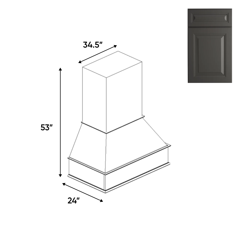 Belmont Grey - Chimney Hood - 34.5"W x 53"H x 24"D - Pre Assembled