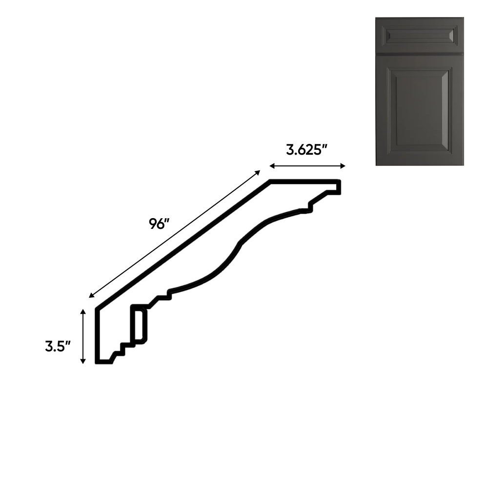 Belmont Grey - Crown Moldings - 96"W x 3.5"H x 3.5"D - Pre Assembled