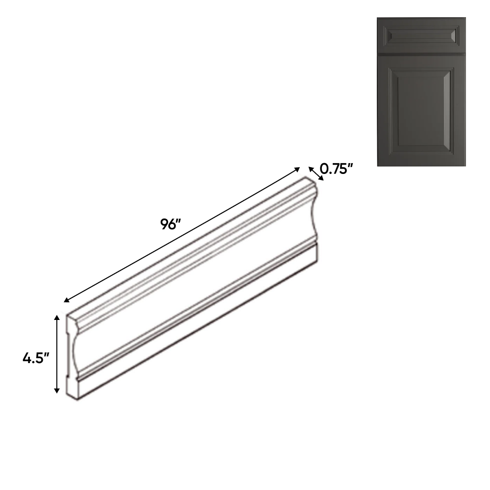 Belmont Grey - Base Molding - 96"W x 4.5"H x 0.75"D - Pre Assembled