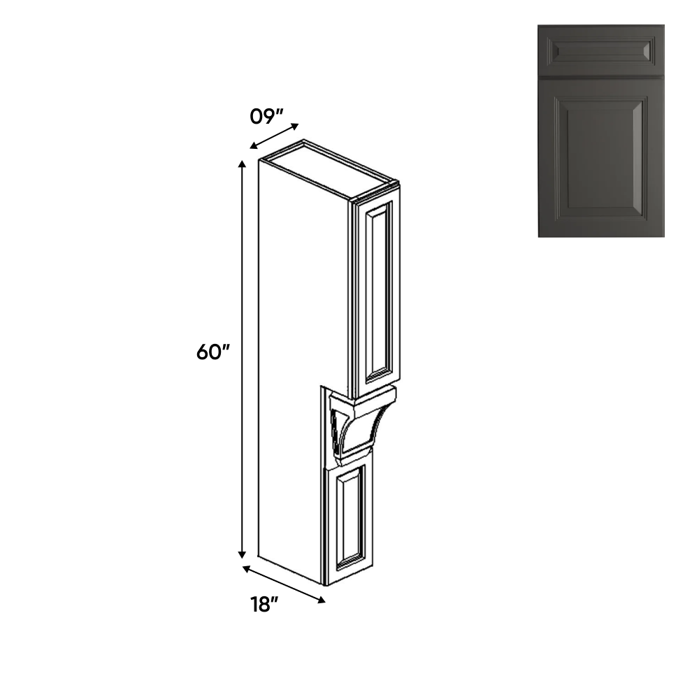 Belmont Grey - Hood Spice Racks - 9"W x 60"H x 18"D - Pre Assembled