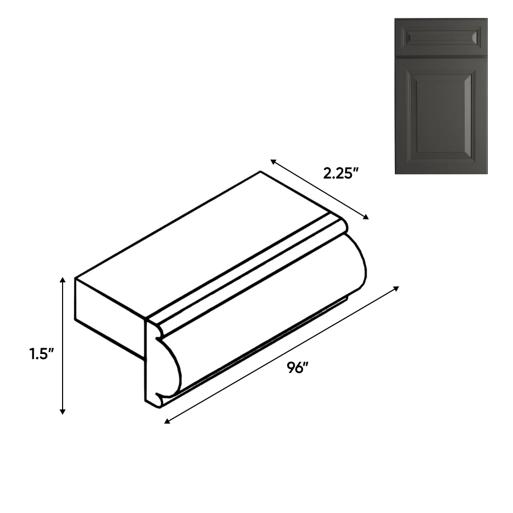 Belmont Grey - Trims - 96"W x 1.5"H x 1.5"D - BG-LVB - Pre Assembled