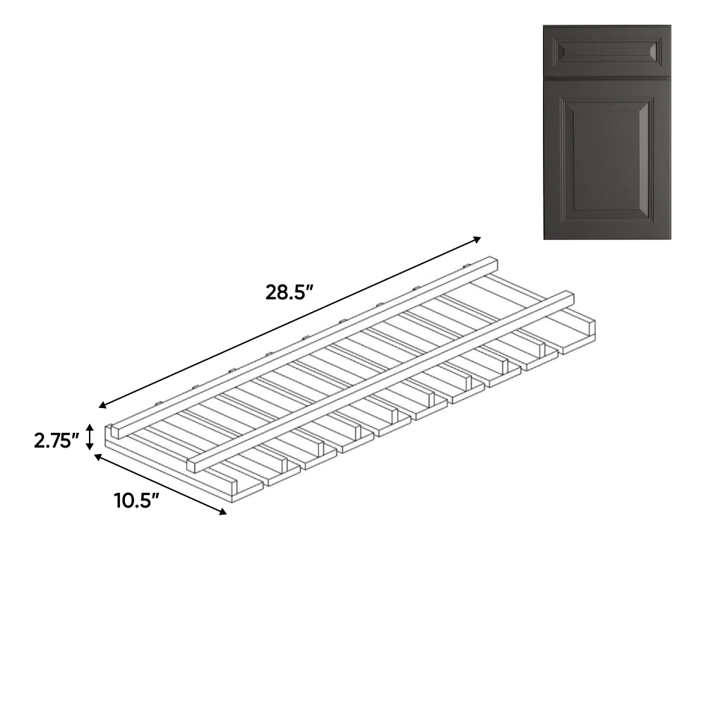 Belmont Grey - Stem Glass Holder - 30"W x 1.5"H x 12"D - Pre Assembled