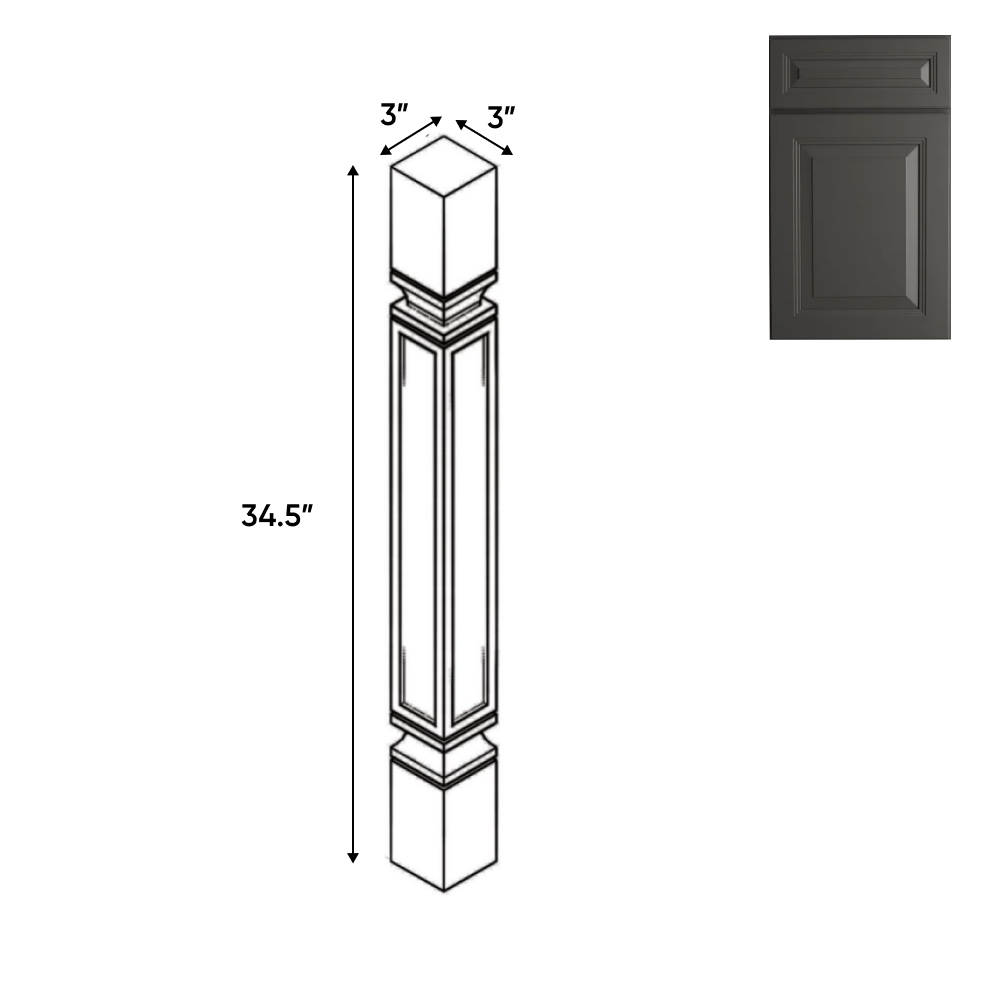 Belmont Grey - Structural - 3"W x 34.5"H x 3"D - Pre Assembled