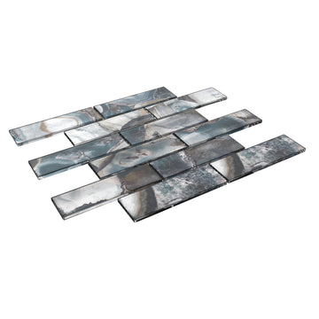 12 x 12 inch Glass Mosaic Tile with Blue Color and Glossy Finish