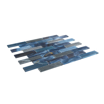 12 x 12 inch Mosaic Glass Tile with Blue Color and Glossy Finish