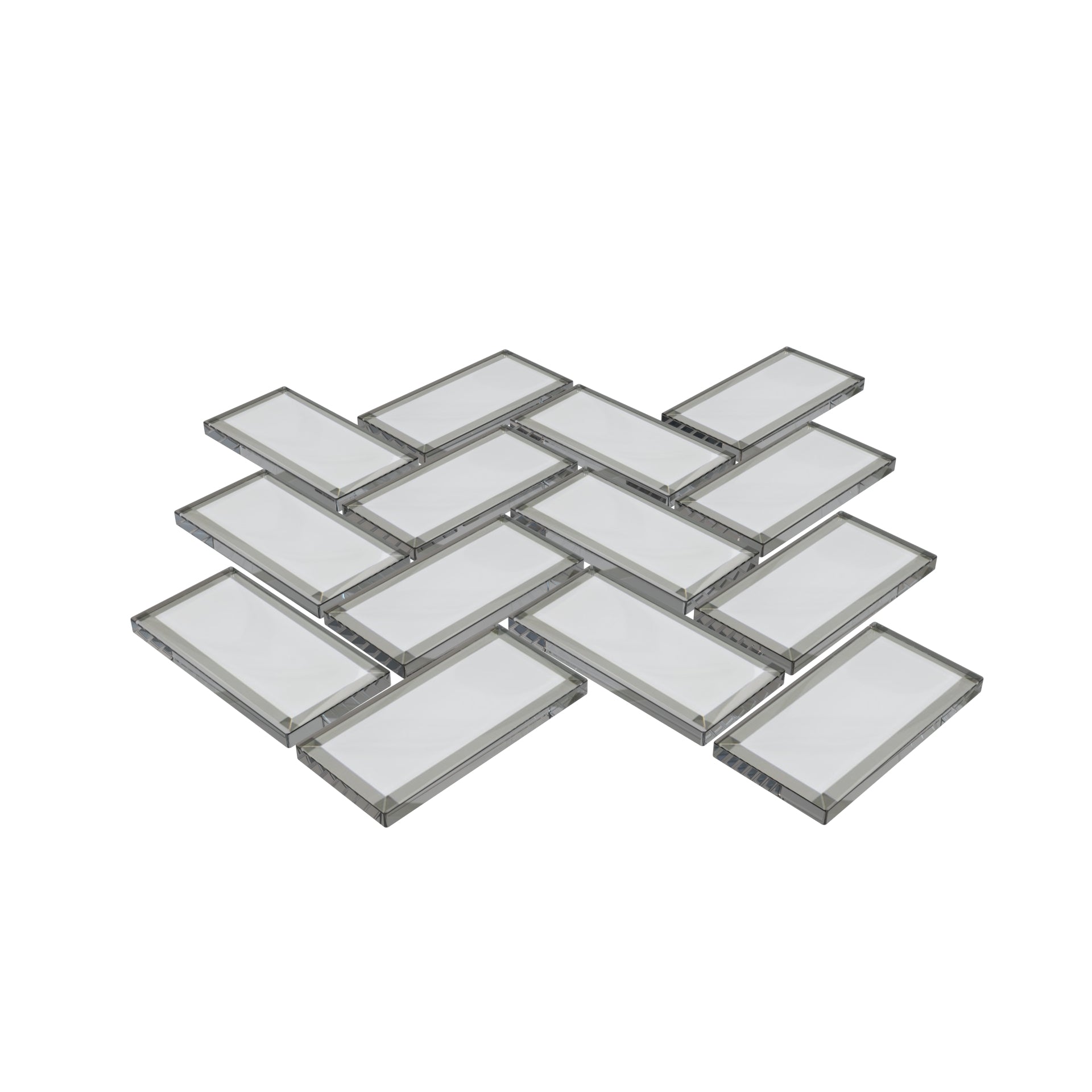 10 x 11 inch Glass Mosaic Tile with White Color and Glossy & Beveled