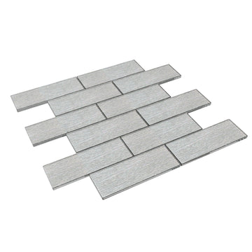 12 x 12 inch Glass Mosaic Tile with Shiny Silver Color and Glossy Finish