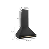 ZLINE 30" Black Stainless Steel Range Hood with Polished Gold Handle (BS655Z-30-G)