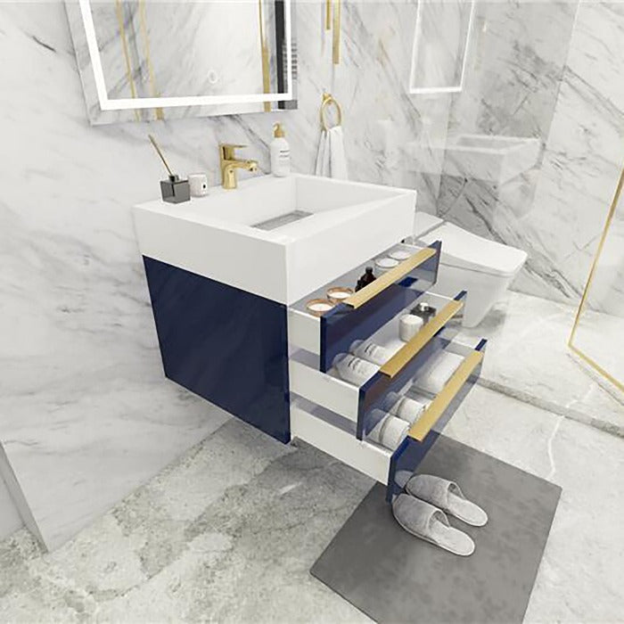 Blossom 24 In. Floating Single Sink Bathroom Vanity With Acrylic Sink Top & Aluminum Alloy Frame
