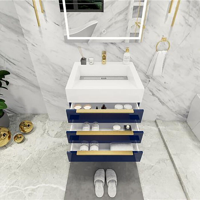 Blossom 24 In. Floating Single Sink Bathroom Vanity With Acrylic Sink Top & Aluminum Alloy Frame