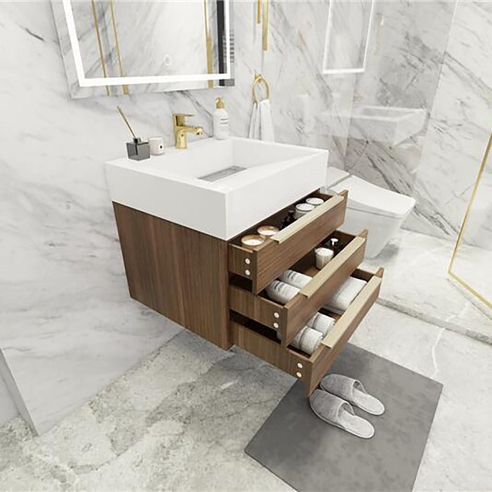 Blossom 24 In. Floating Single Sink Bathroom Vanity With Acrylic Sink Top & Aluminum Alloy Frame