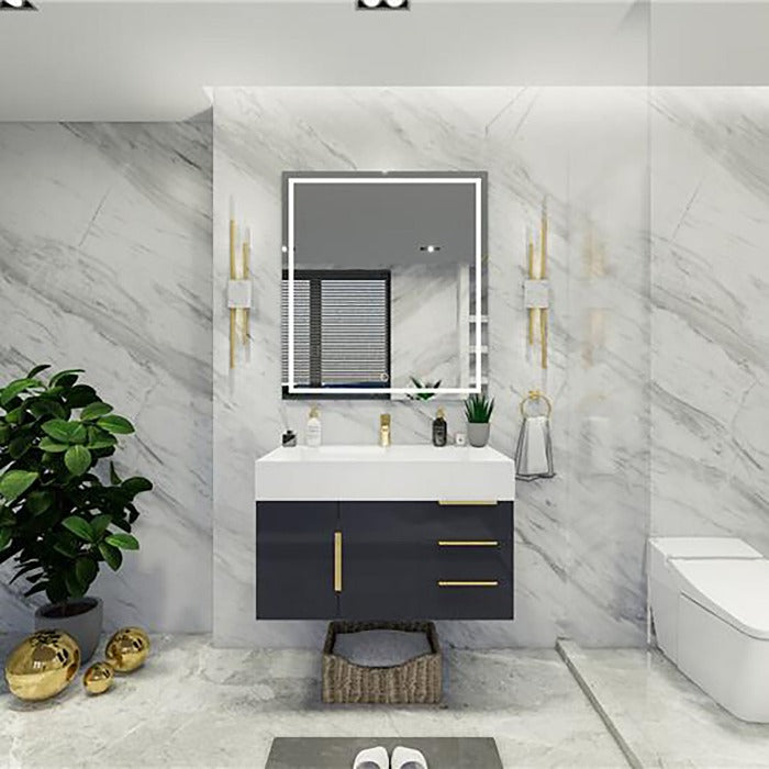 Blossom 36 In. Floating Single Sink Bathroom Vanity With Acrylic Sink Top & Aluminum Alloy Frame