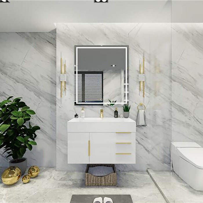 Blossom 36 In. Floating Single Sink Bathroom Vanity With Acrylic Sink Top & Aluminum Alloy Frame