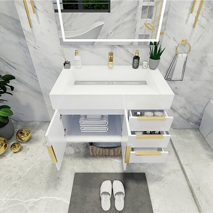 Blossom 36 In. Floating Single Sink Bathroom Vanity With Acrylic Sink Top & Aluminum Alloy Frame