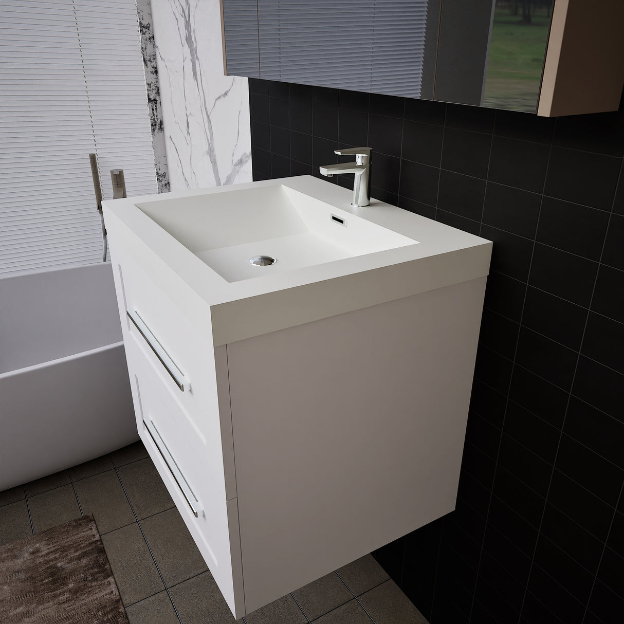 Eastpark Floating / Wall Mounted Bathroom Vanity with Acrylic Sink