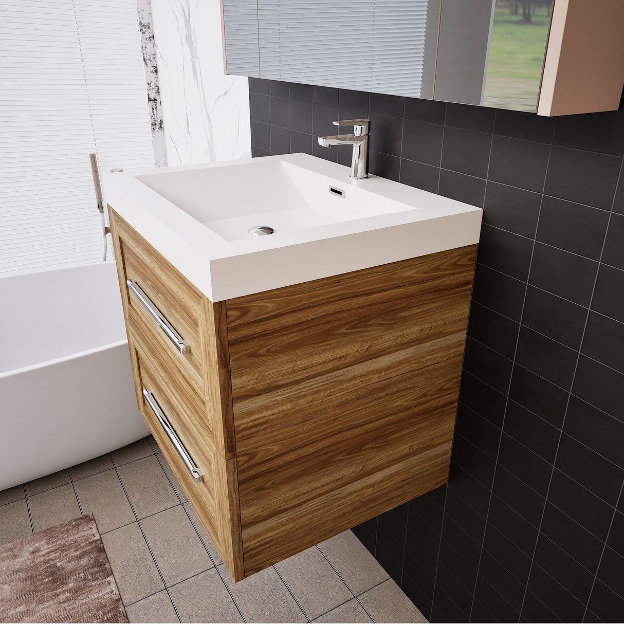 Eastpark Floating / Wall Mounted Bathroom Vanity with Acrylic Sink