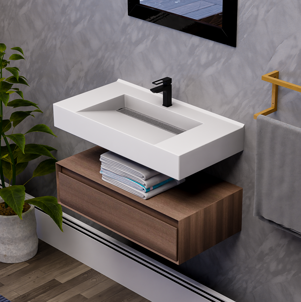 Alysa 36" Floating Bathroom Vanity Set with FLX16 Acrylic Sink