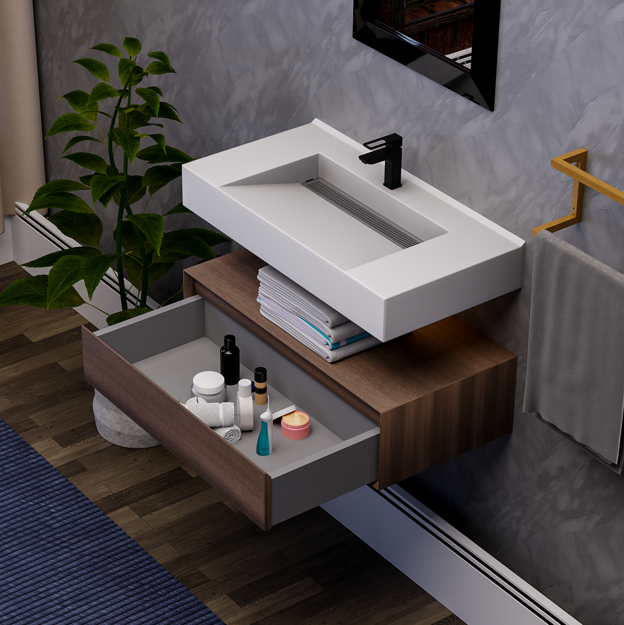 Alysa 36" Floating Bathroom Vanity Set with FLX16 Acrylic Sink