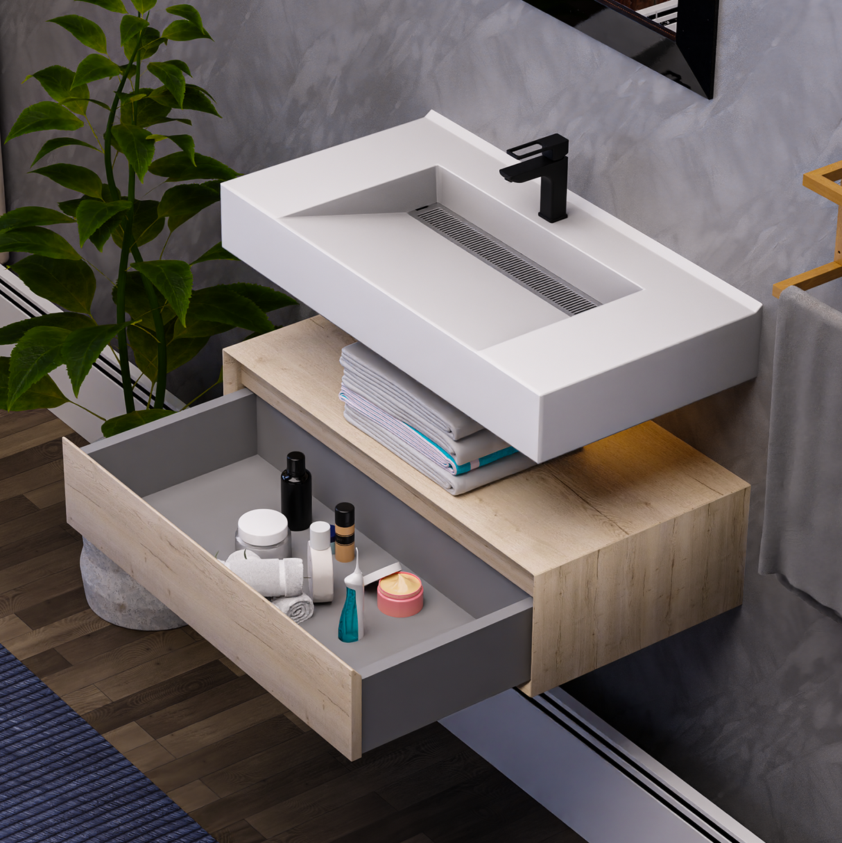 Alysa 36" Floating Bathroom Vanity Set with FLX16 Acrylic Sink
