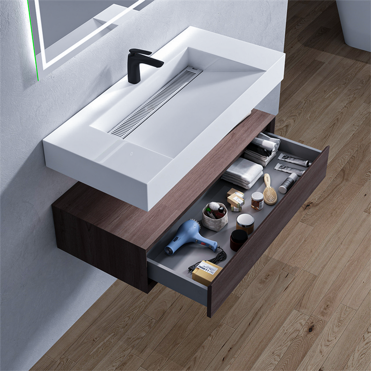 Alysa 42" Floating Bathroom Vanity Set with FLX16 Acrylic Sink