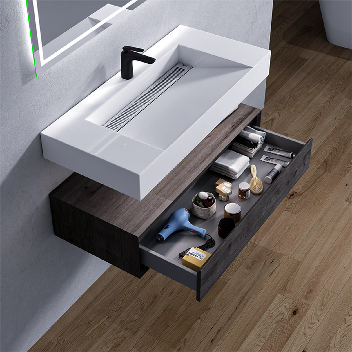 Alysa 42" Floating Bathroom Vanity Set with FLX16 Acrylic Sink