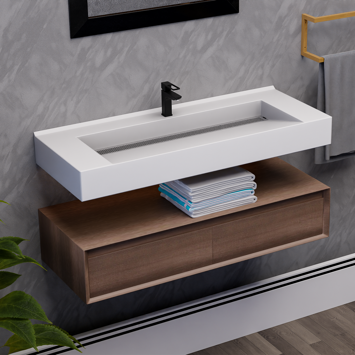 Alysa 48" Floating Bathroom Vanity Set with FLX16 Acrylic Single Sink Top