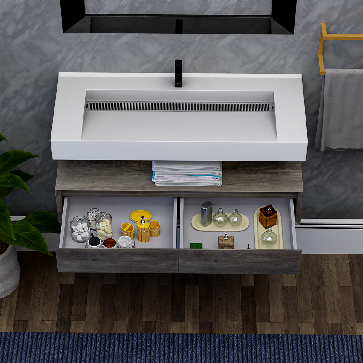 Alysa 48" Floating Bathroom Vanity Set with FLX16 Acrylic Single Sink Top
