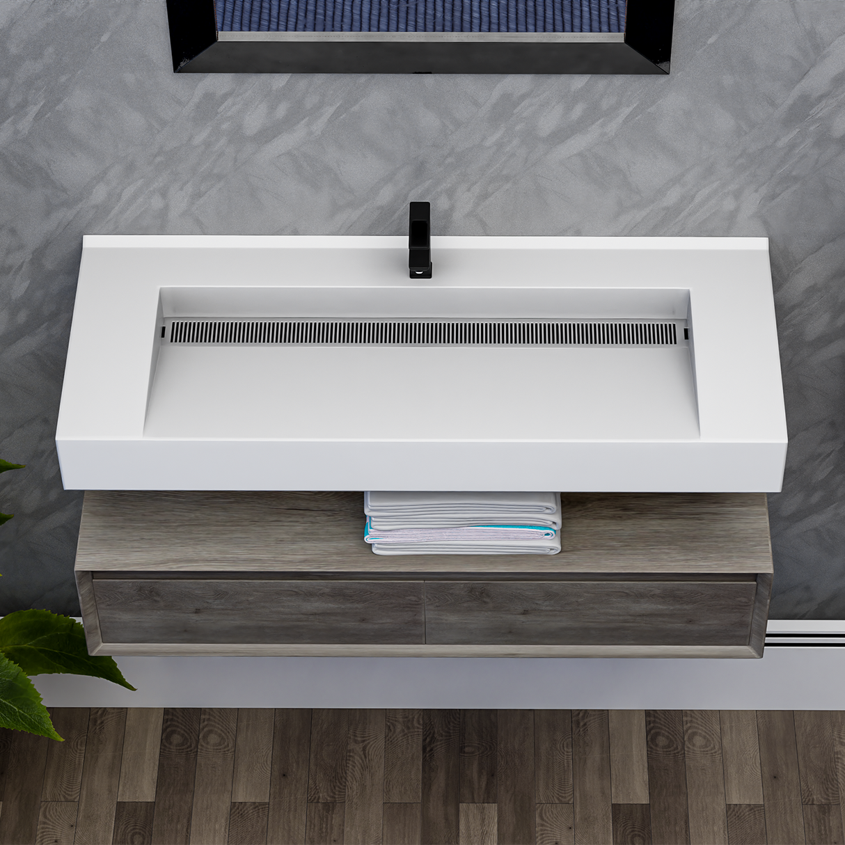 Alysa 48" Floating Bathroom Vanity Set with FLX16 Acrylic Single Sink Top