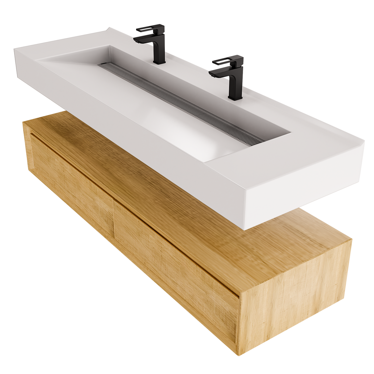 Alysa 60" Floating Bathroom Vanity Set with FLX16 Acrylic Sink/Double Faucet Hole