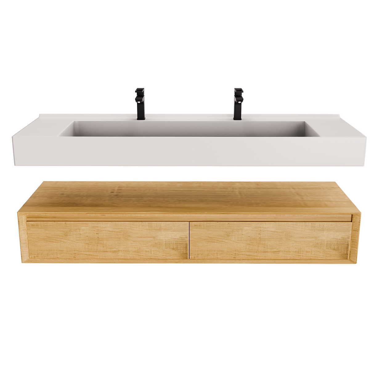 Alysa 60" Floating Bathroom Vanity Set with FLX16 Acrylic Sink/Double Faucet Hole