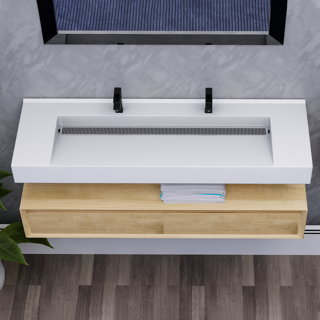 Alysa 60" Floating Bathroom Vanity Set with FLX16 Acrylic Sink/Double Faucet Hole