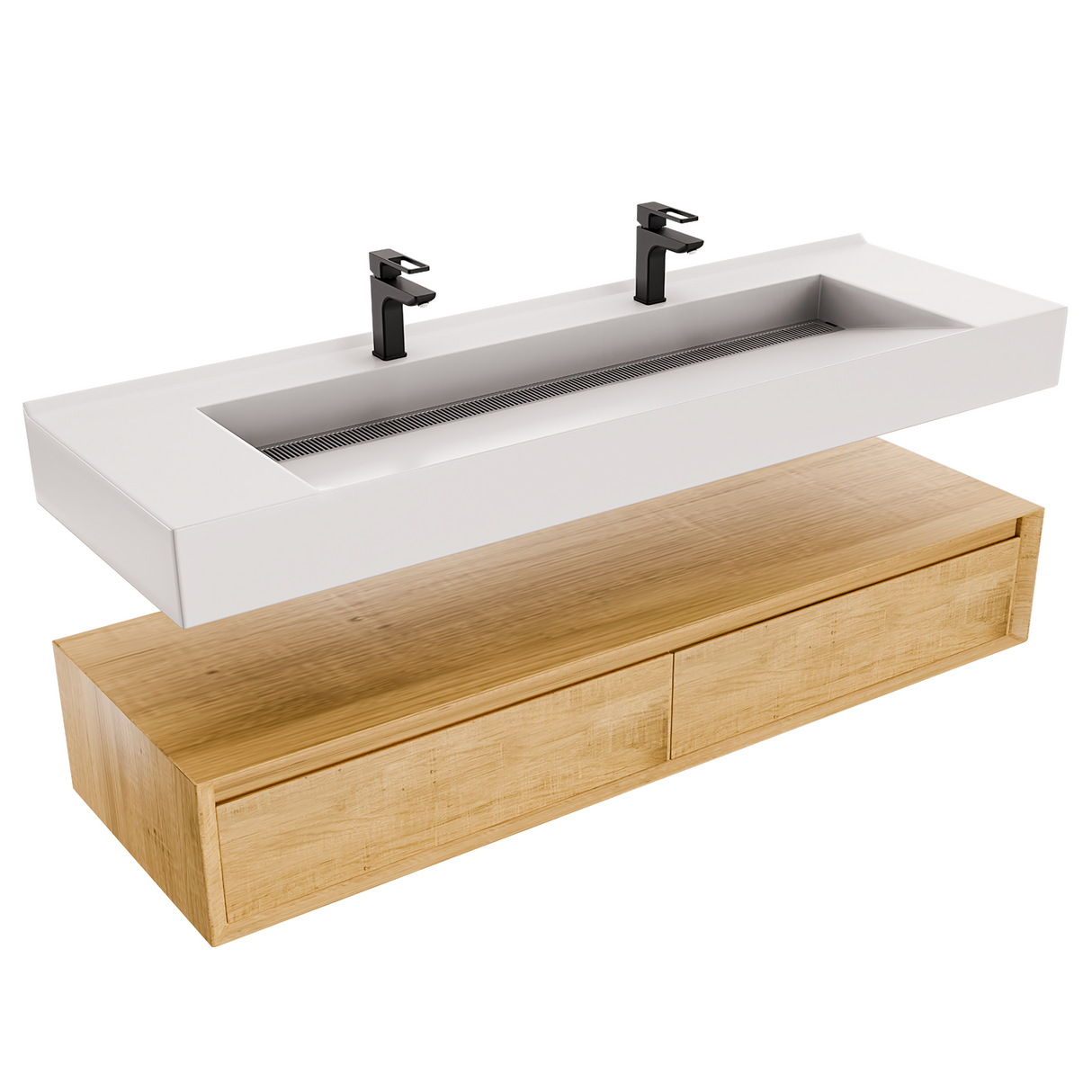 Alysa 60" Floating Bathroom Vanity Set with FLX16 Acrylic Sink/Double Faucet Hole