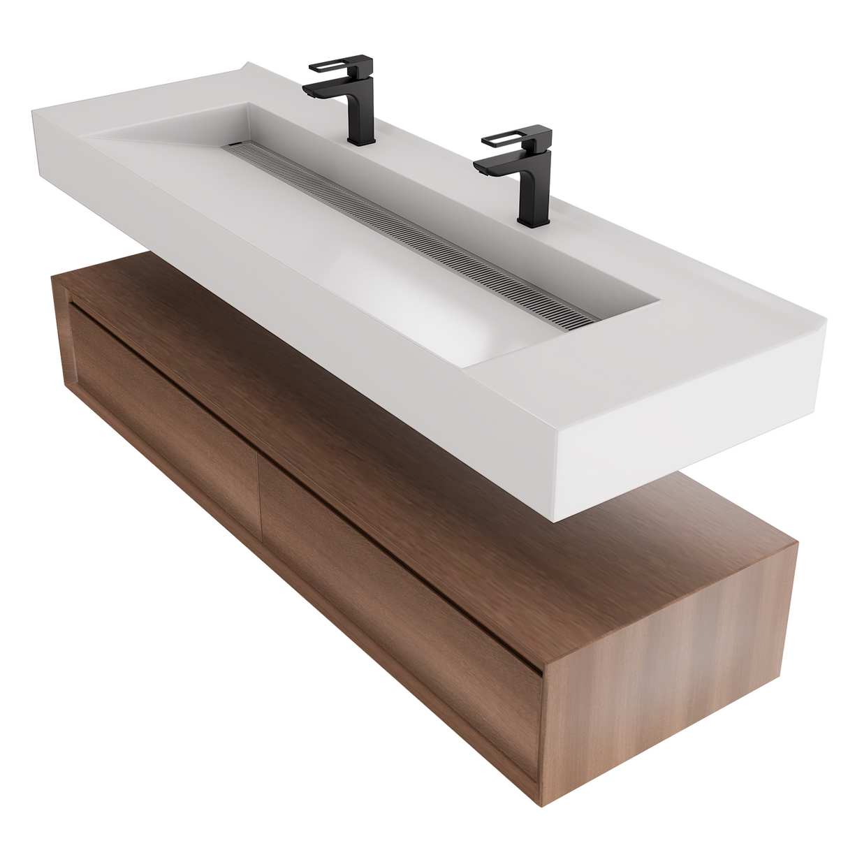 Alysa 60" Floating Bathroom Vanity Set with FLX16 Acrylic Sink/Double Faucet Hole