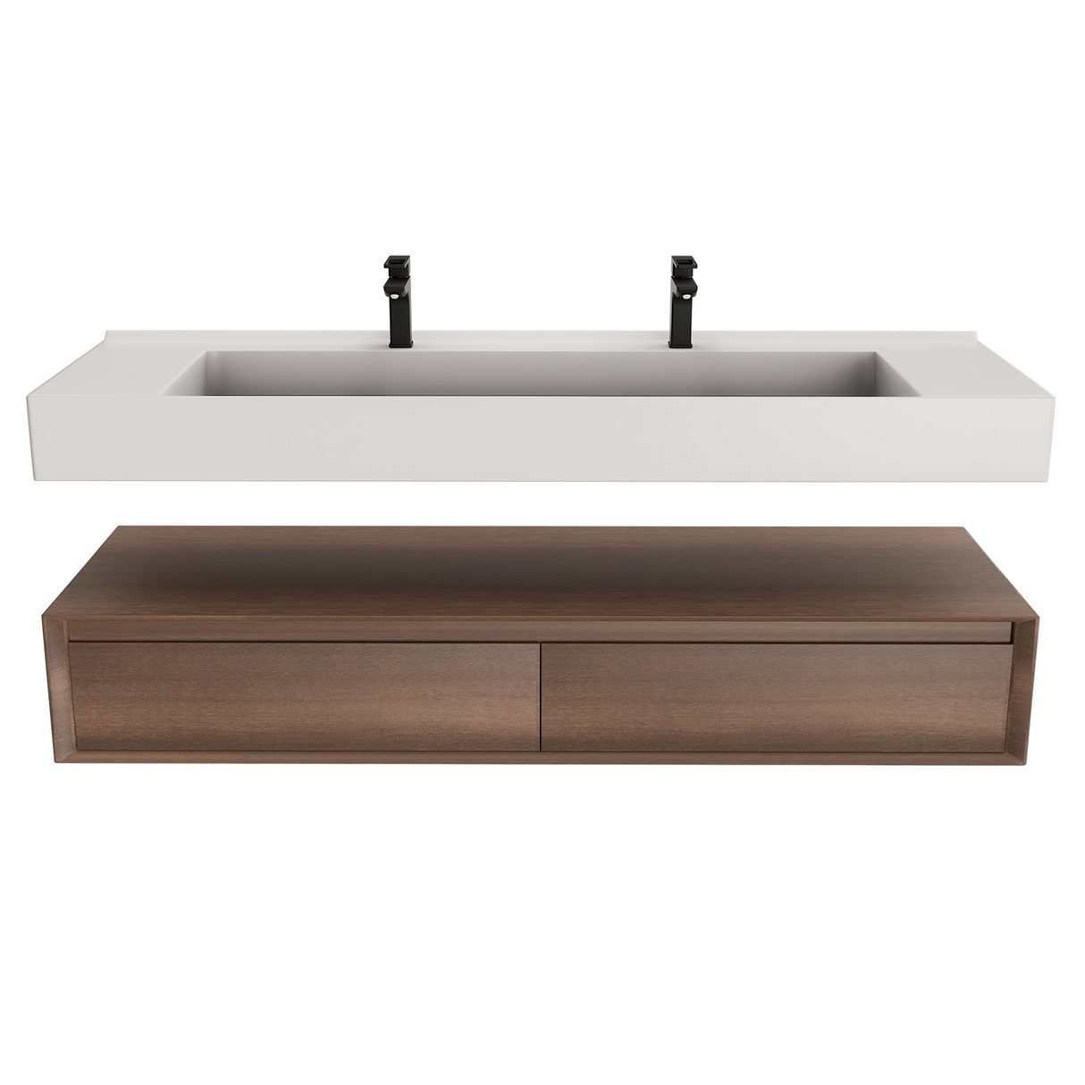 Alysa 60" Floating Bathroom Vanity Set with FLX16 Acrylic Sink/Double Faucet Hole