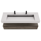 Alysa 60" Floating Bathroom Vanity Set with FLX16 Acrylic Sink/Double Faucet Hole