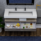 Alysa 60" Floating Bathroom Vanity Set with FLX16 Acrylic Sink/Double Faucet Hole