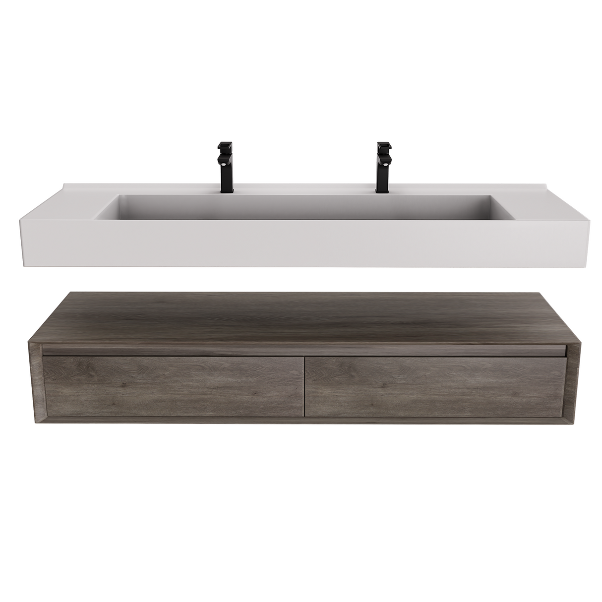 Alysa 60" Floating Bathroom Vanity Set with FLX16 Acrylic Sink/Double Faucet Hole