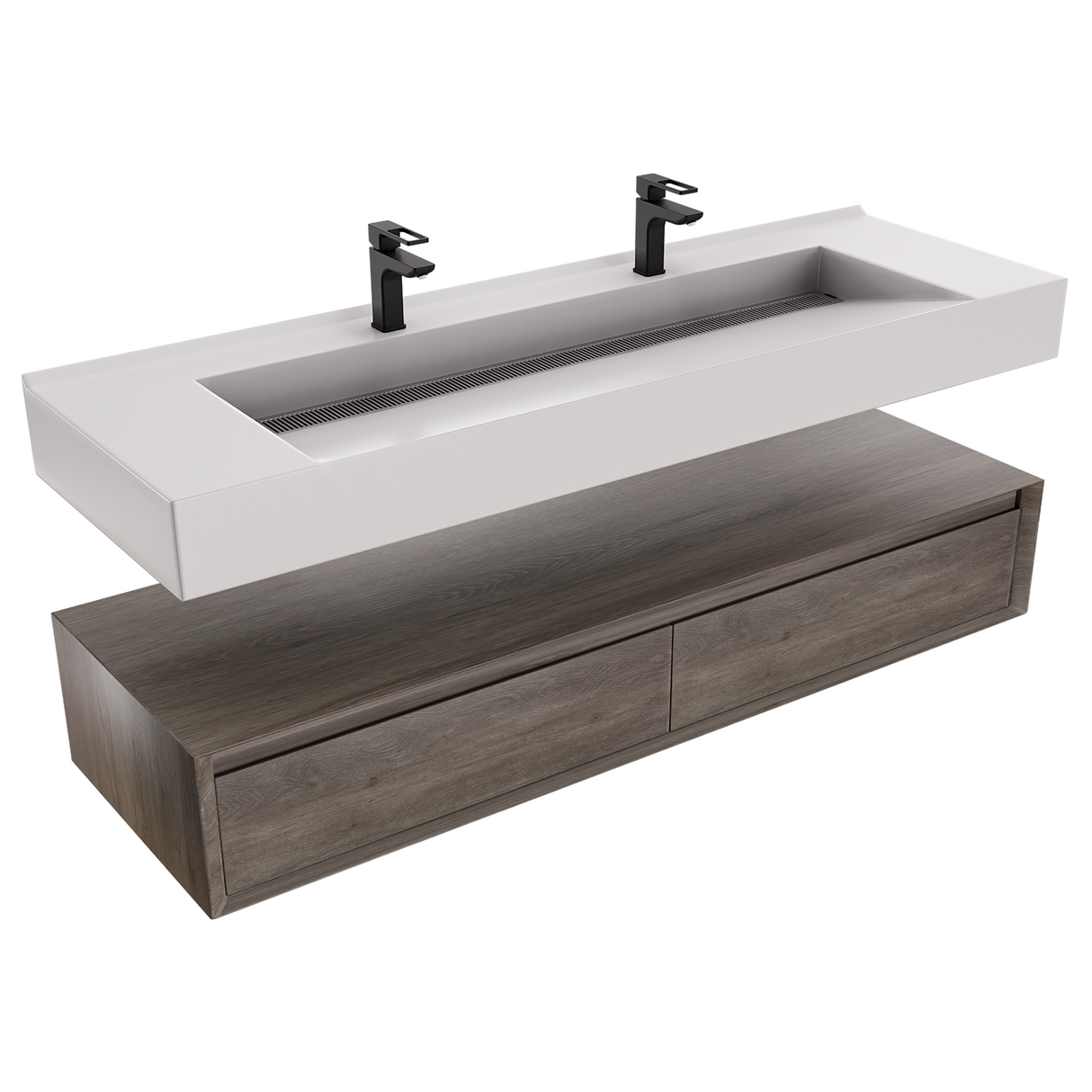 Alysa 60" Floating Bathroom Vanity Set with FLX16 Acrylic Sink/Double Faucet Hole