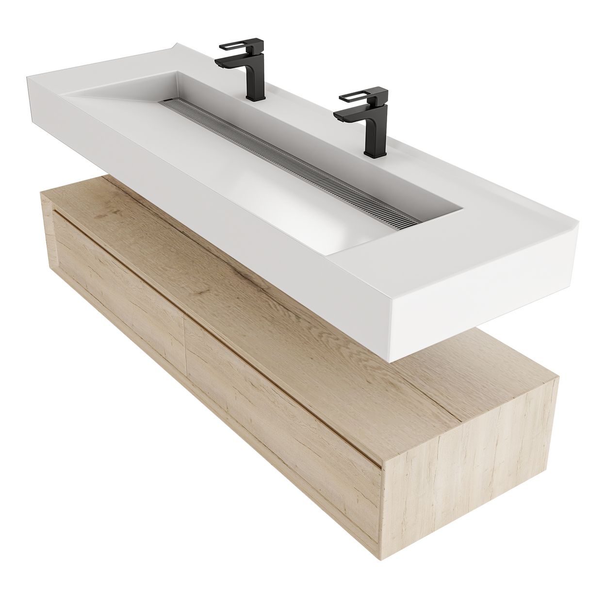 Alysa 60" Floating Bathroom Vanity Set with FLX16 Acrylic Sink/Double Faucet Hole