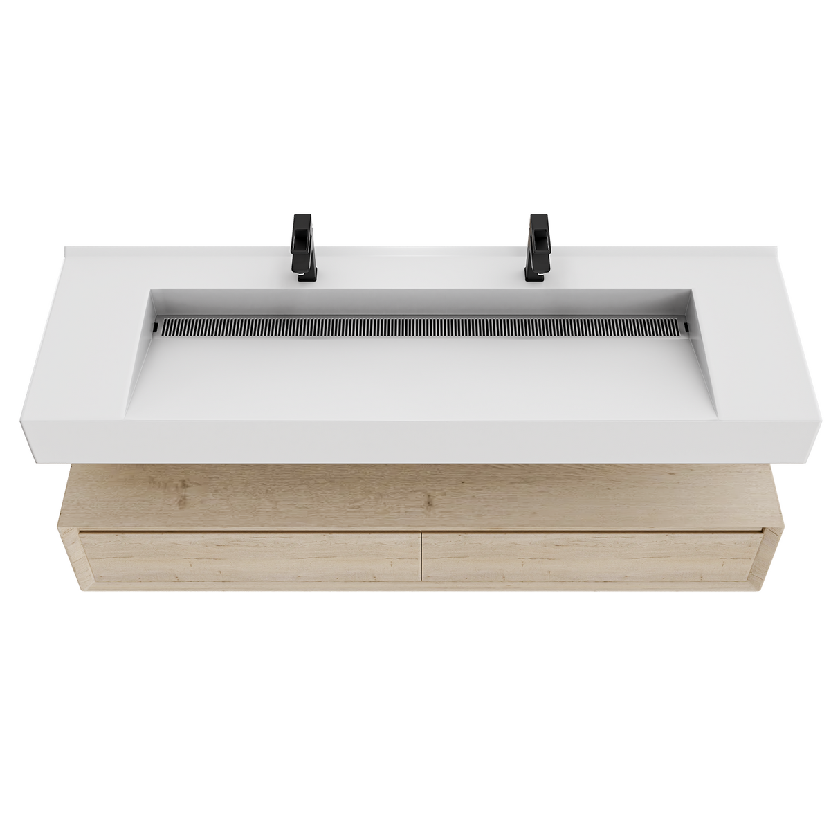 Alysa 60" Floating Bathroom Vanity Set with FLX16 Acrylic Sink/Double Faucet Hole