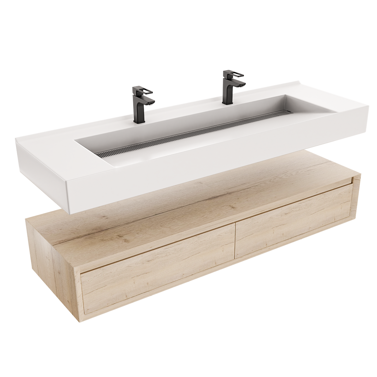 Alysa 60" Floating Bathroom Vanity Set with FLX16 Acrylic Sink/Double Faucet Hole