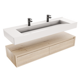Alysa 60" Floating Bathroom Vanity Set with FLX16 Acrylic Sink/Double Faucet Hole