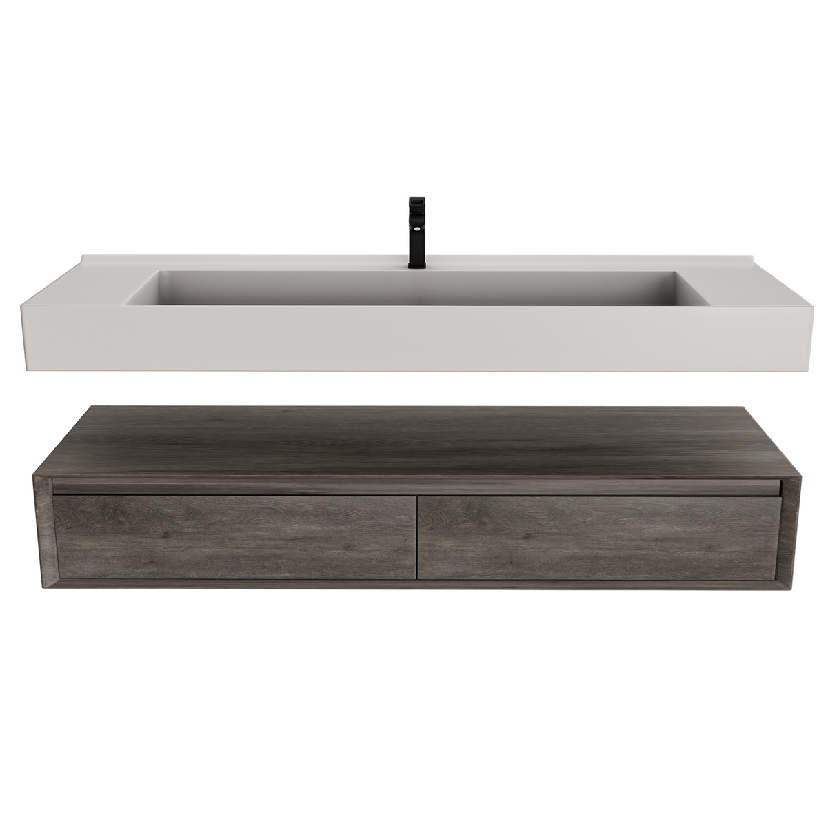 Alysa 60" Floating Bathroom Vanity Set with FLX16 Acrylic Single Sink Top