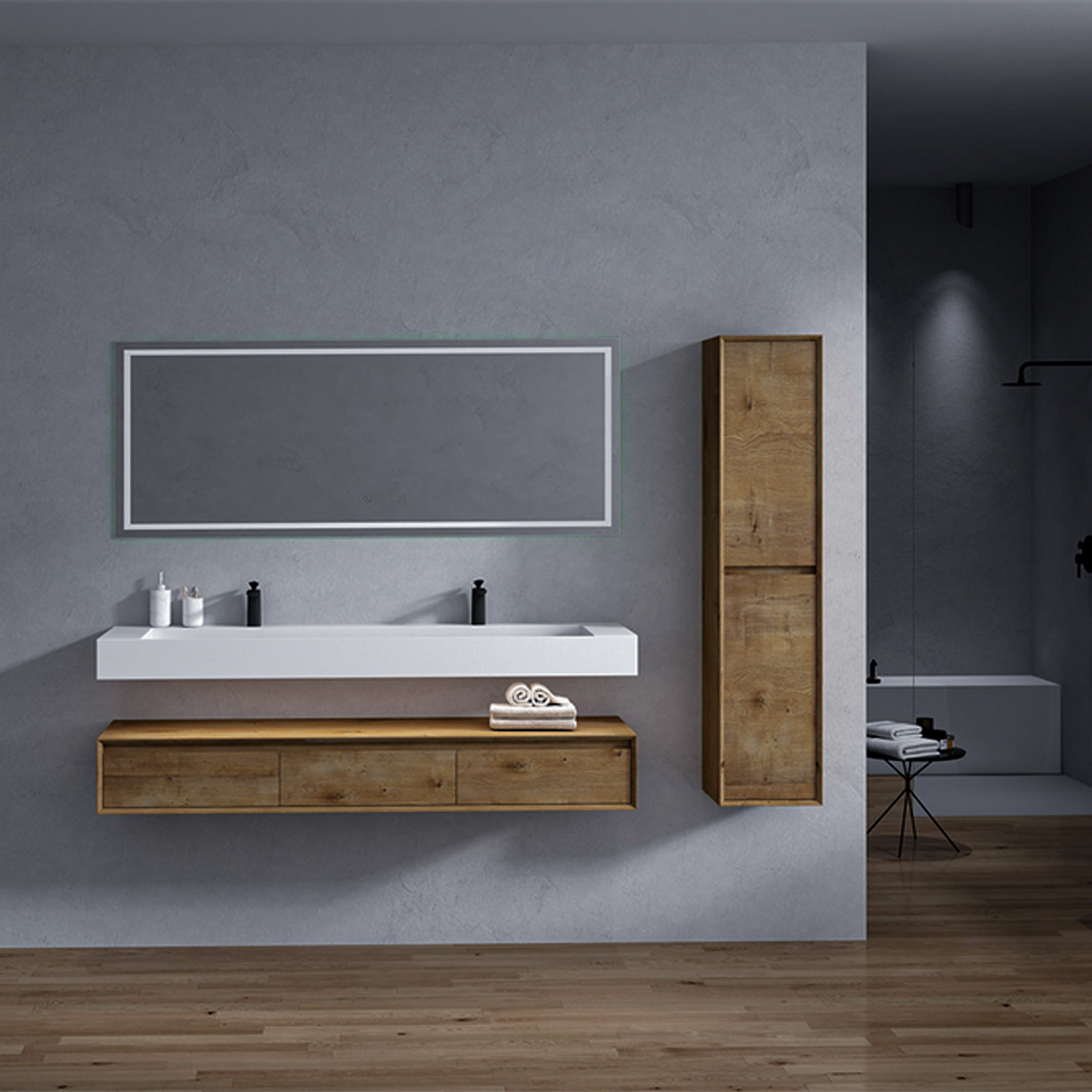 Alysa 72" Floating Bathroom Vanity Set with FLX16 Acrylic Sink/Double Faucet Hole