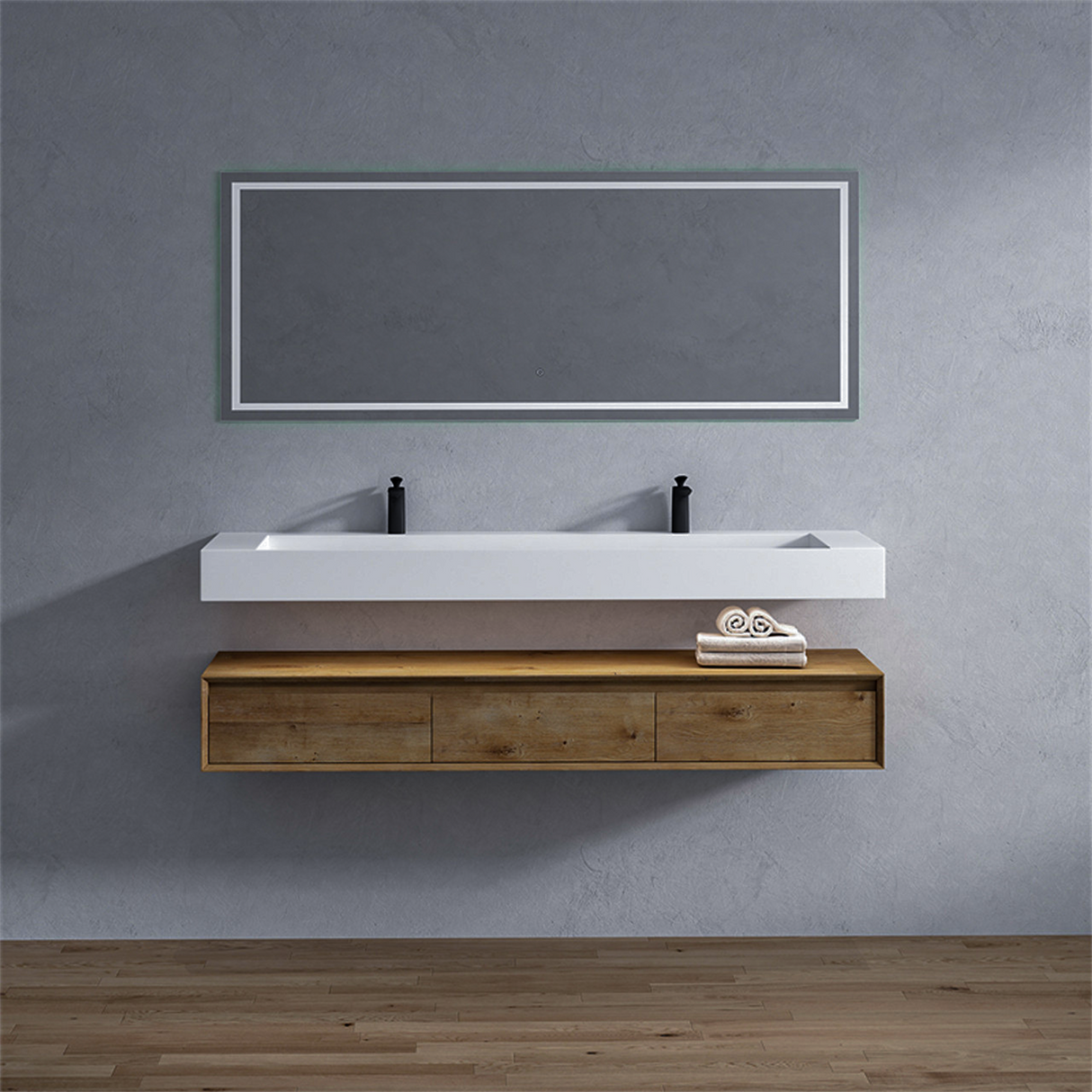 Alysa 72" Floating Bathroom Vanity Set with FLX16 Acrylic Sink/Double Faucet Hole