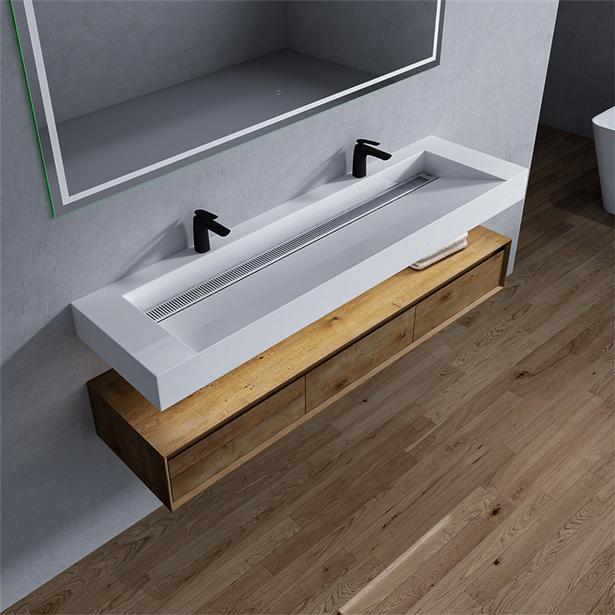 Alysa 72" Floating Bathroom Vanity Set with FLX16 Acrylic Sink/Double Faucet Hole