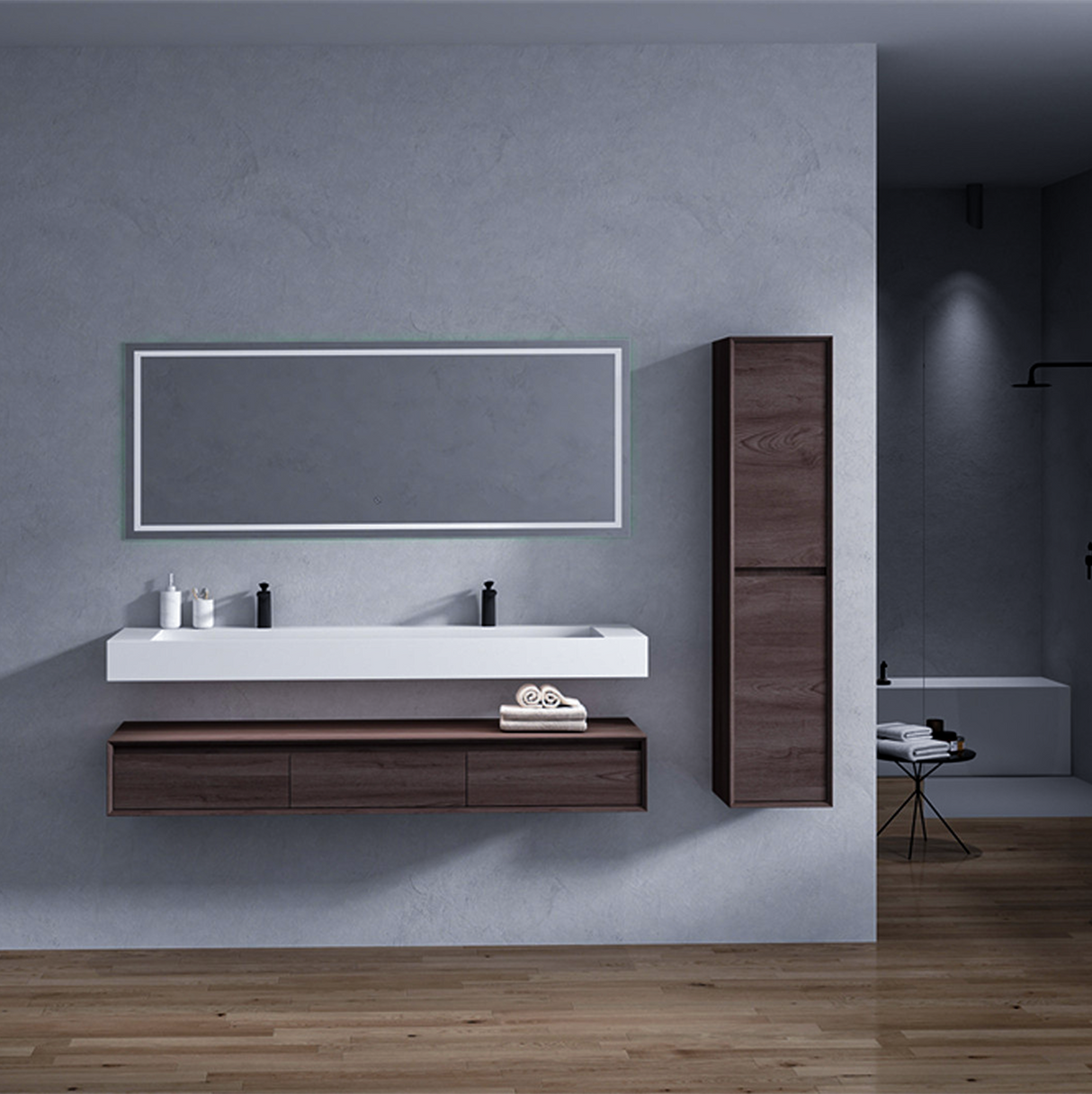 Alysa 72" Floating Bathroom Vanity Set with FLX16 Acrylic Sink/Double Faucet Hole