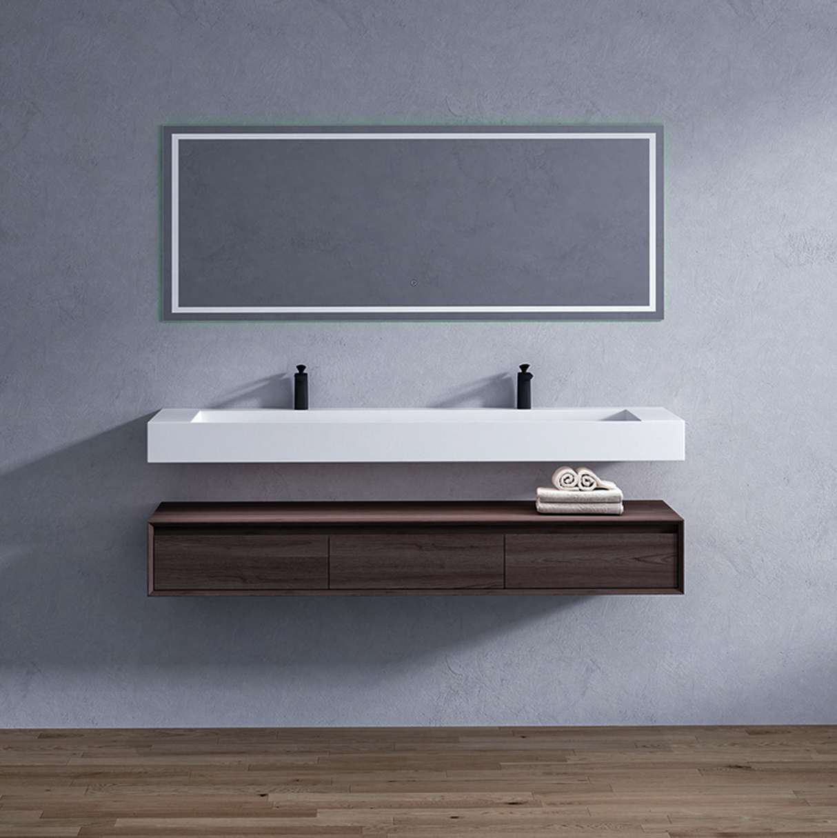 Alysa 72" Floating Bathroom Vanity Set with FLX16 Acrylic Sink/Double Faucet Hole