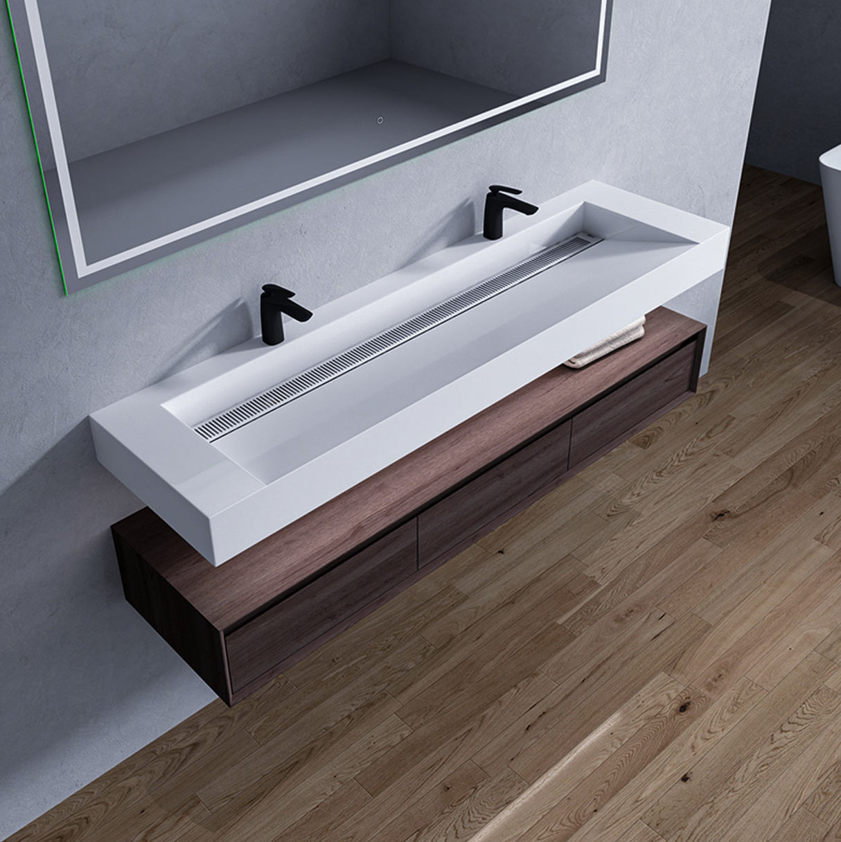 Alysa 72" Floating Bathroom Vanity Set with FLX16 Acrylic Sink/Double Faucet Hole